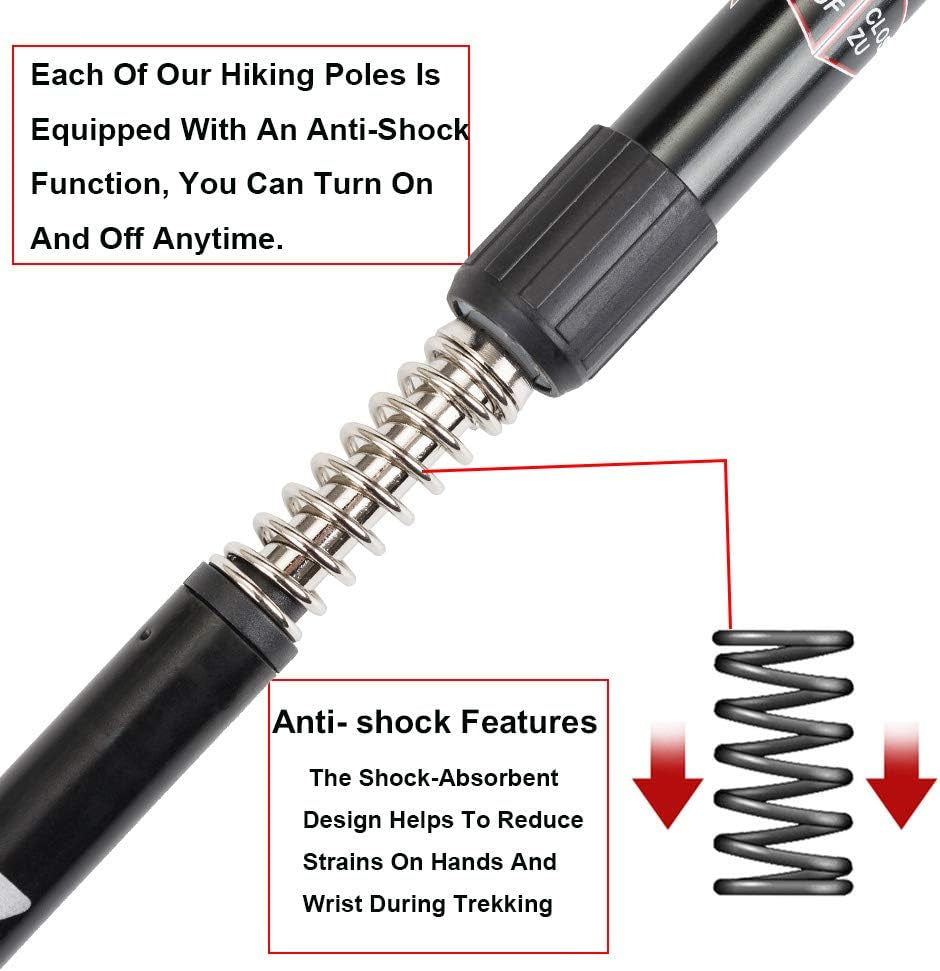Hiking Trekking Poles, 2 Pack Collapsible, Lightweight, anti Shock, Walking Sticks, Adjustable Hiking Pole for Men and Women