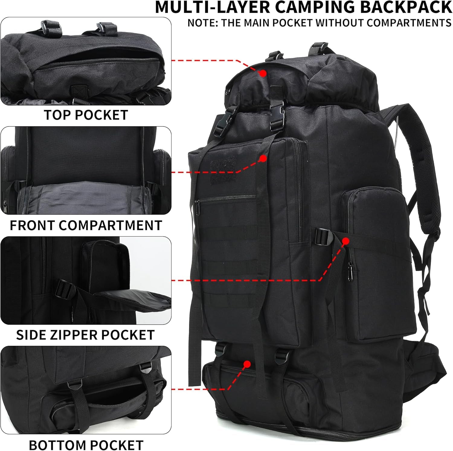 Hiking Backpack for Men 70L/100L Camping Backpack Military Rucksack Molle 3 Days Assault Pack for Climbing | Camping Backpack, 3 Days Assault Pack, for Climbing