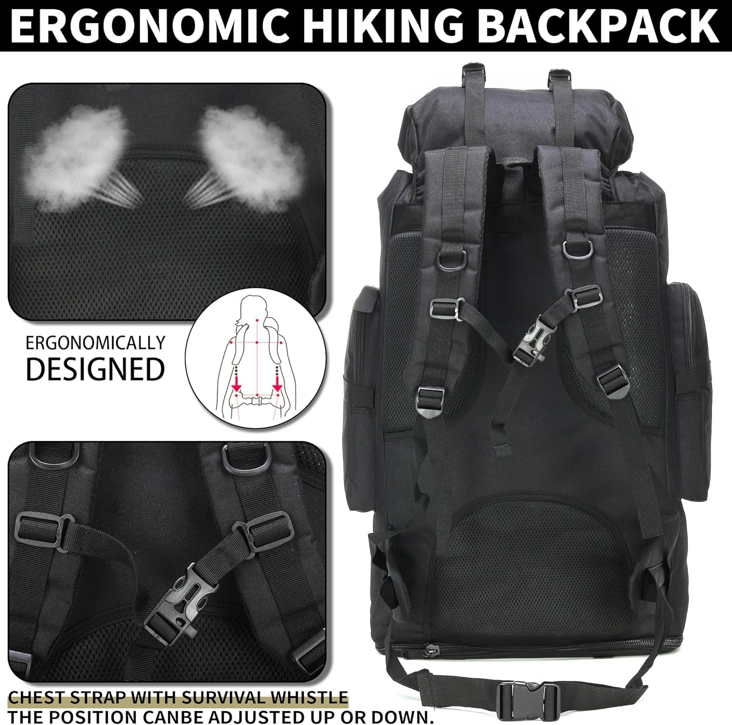 Hiking Backpack for Men 70L/100L Camping Backpack Military Rucksack Molle 3 Days Assault Pack for Climbing | Camping Backpack, 3 Days Assault Pack, for Climbing