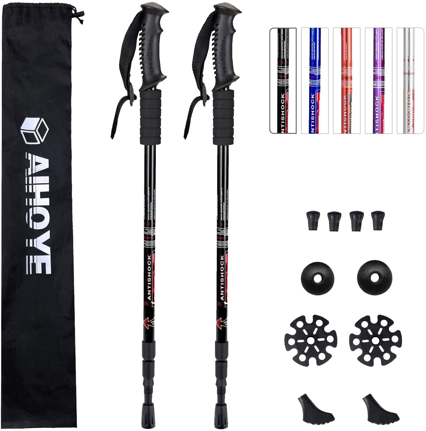 Hiking Trekking Poles, 2 Pack Collapsible, Lightweight, anti Shock, Walking Sticks, Adjustable Hiking Pole for Men and Women