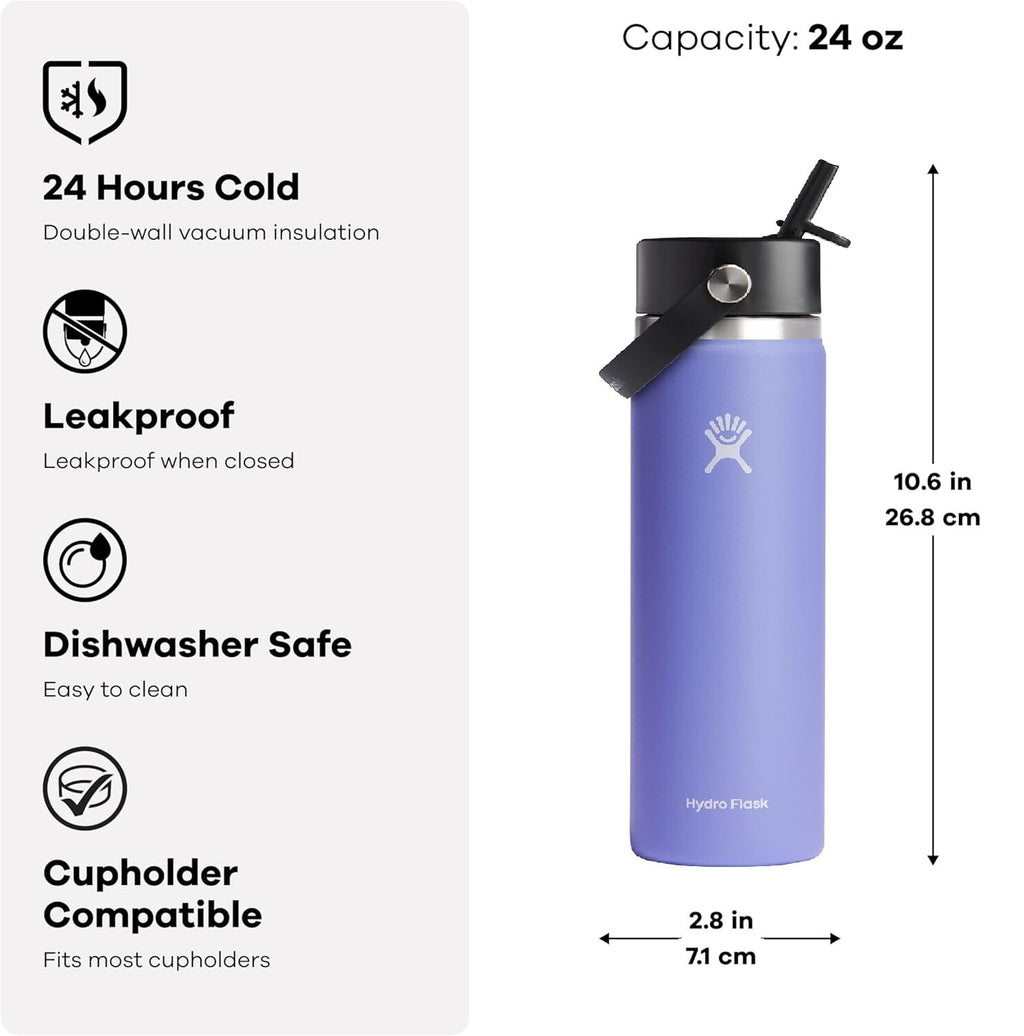 Hydro Flask 24 Oz Vacuum Insulated Wide Mouth Stainless Steel Water Bottle