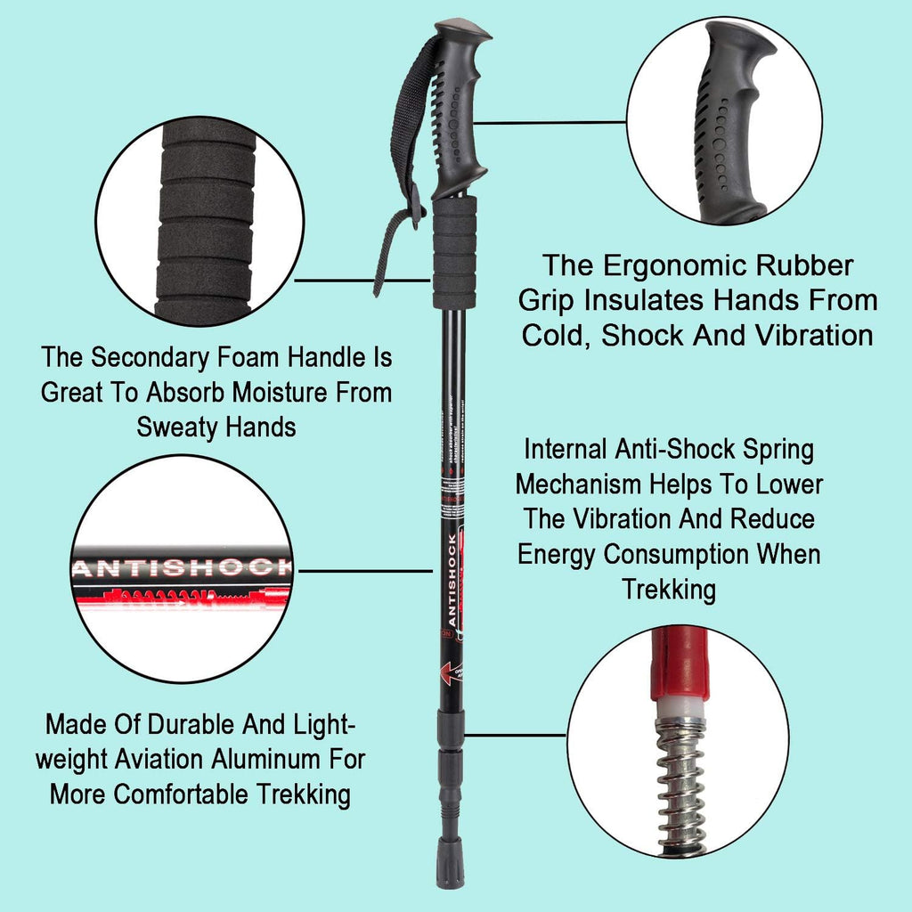Hiking Trekking Poles, 2 Pack Collapsible, Lightweight, anti Shock, Walking Sticks, Adjustable Hiking Pole for Men and Women