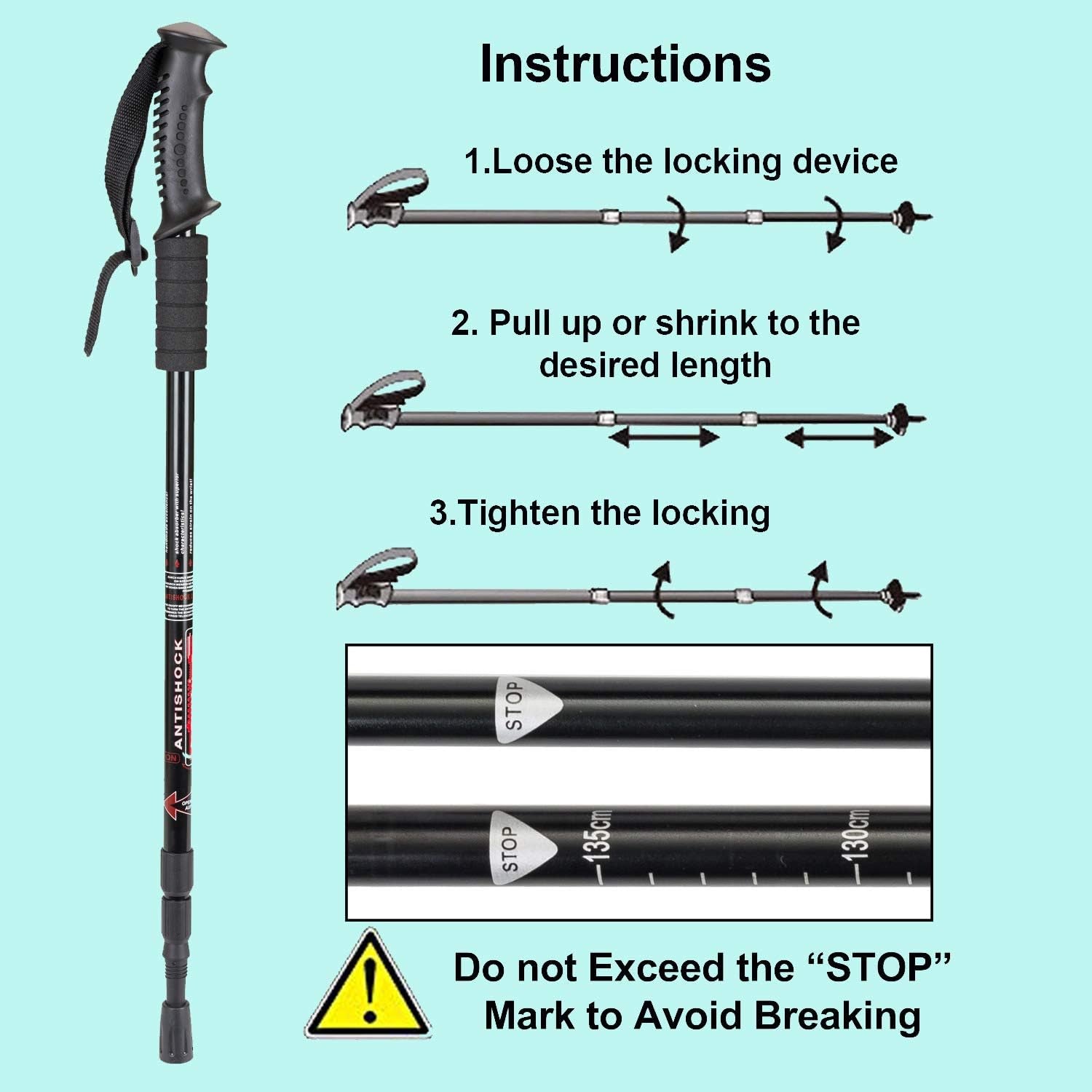 Hiking Trekking Poles, 2 Pack Collapsible, Lightweight, anti Shock, Walking Sticks, Adjustable Hiking Pole for Men and Women