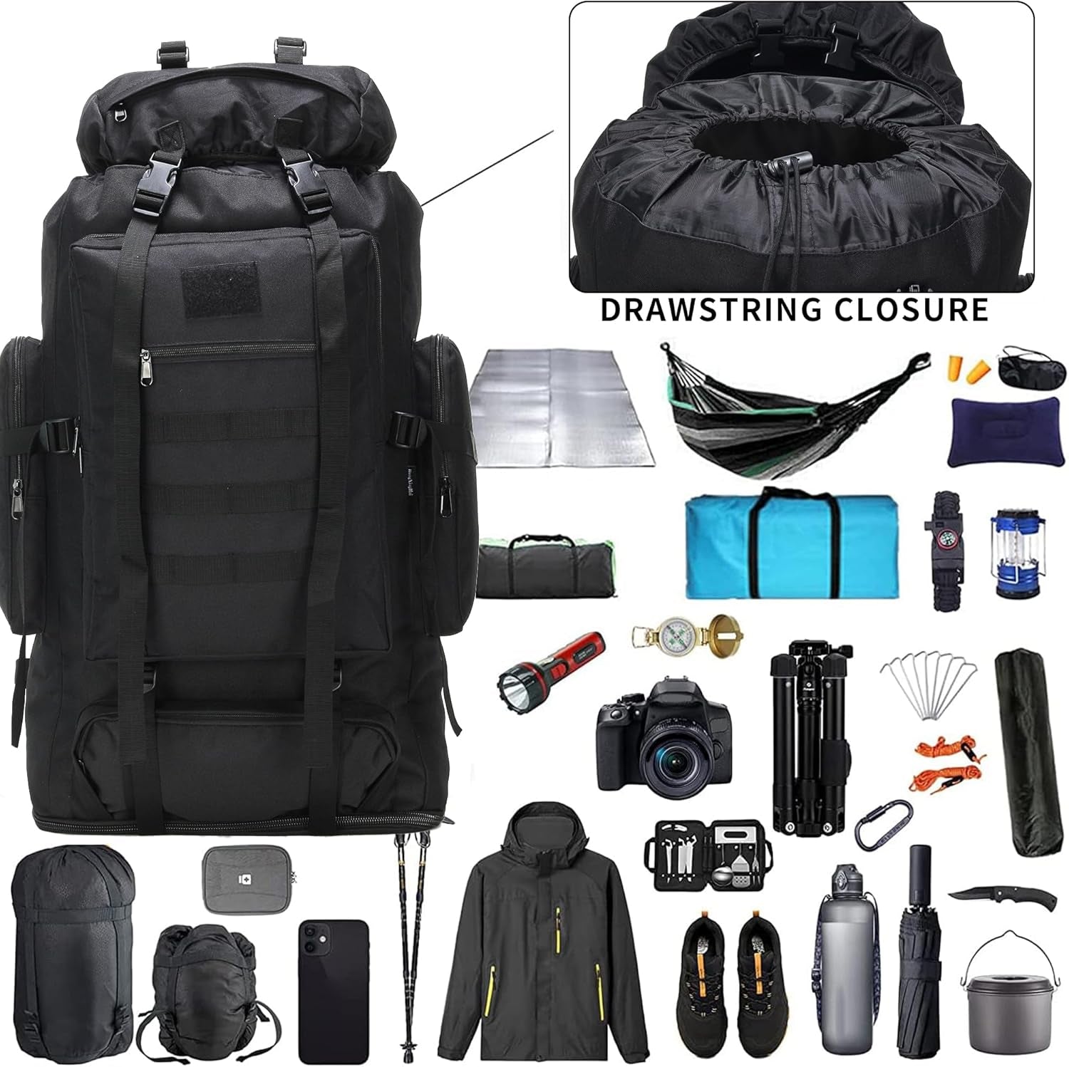Hiking Backpack for Men 70L/100L Camping Backpack Military Rucksack Molle 3 Days Assault Pack for Climbing | Camping Backpack, 3 Days Assault Pack, for Climbing